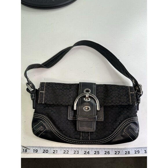 DAMAGED - COACH Soho Black Shoulder Bag Leather Canvas Archive Purse Y2K 3628 - Picture 7 of 12